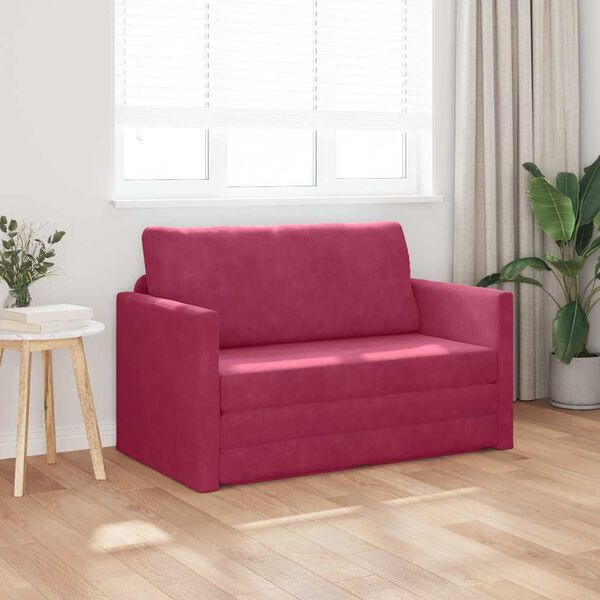 vidaXL Schlafsofa 110cm Weinrot Samt