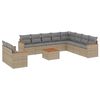 vidaXL 11-tlg. Garten-Sofagarnitur mit Kissen Beige Poly Rattan