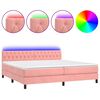 vidaXL Boxspringbett mit Matratze & LED Rosa 200x200 cm Samt