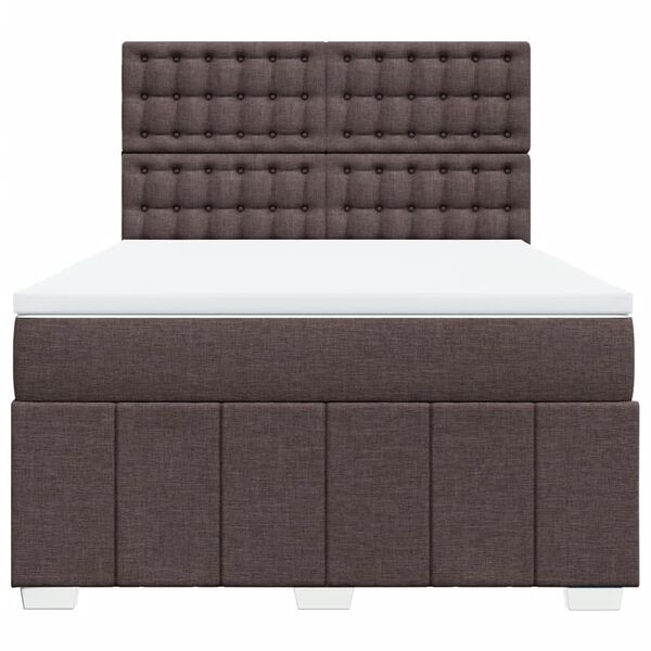 vidaXL Boxspringbett mit Matratze Dunkelbraun 160x200 cm Stoff