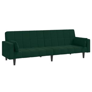 vidaXL Schlafsofa 2-Sitzer mit 2 Kissen Dunkelgr&uuml;n Samt