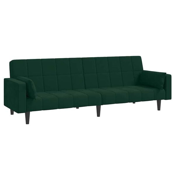 vidaXL Schlafsofa 2-Sitzer mit 2 Kissen Dunkelgr&uuml;n Samt
