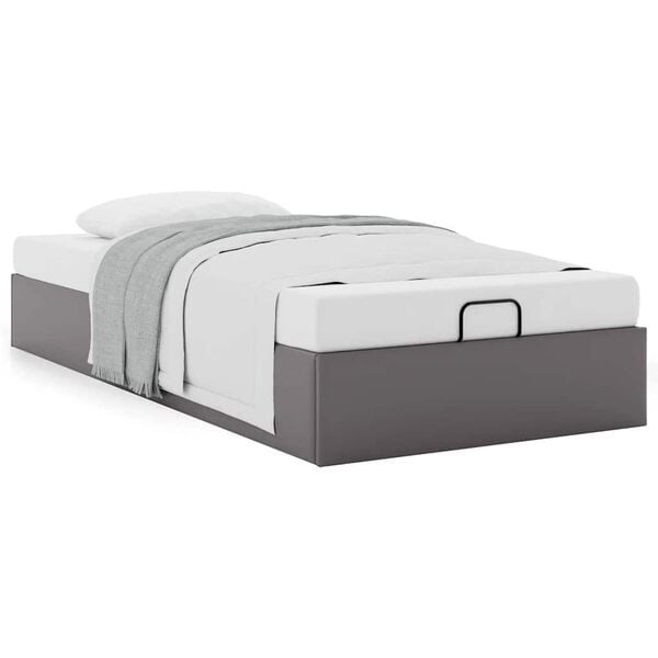 vidaXL Ottoman-Bett ohne Matratze Grau 100x200 cm Kunstleder