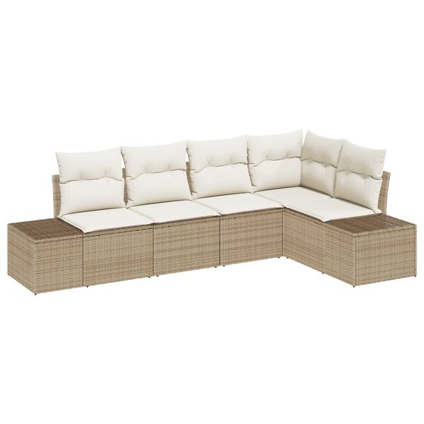 vidaXL Gartensofa-set 5 pcs Beige Poly-Rattan