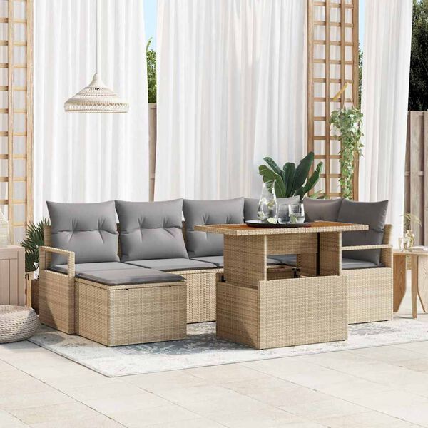 vidaXL Garten Essgruppe mit Kissen 7 pcs Beige und Grau