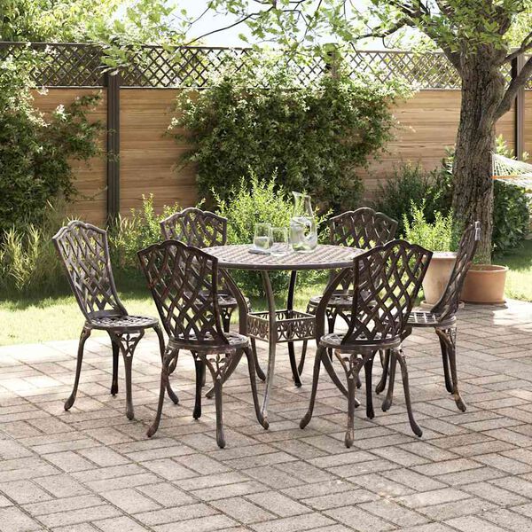 vidaXL Garten Essgruppe 7 pcs Bronze Aluminium