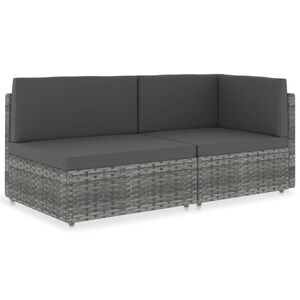 vidaXL Modulares 2-Sitzer-Sofa Poly Rattan Grau