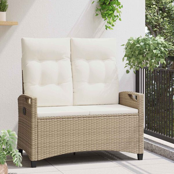 vidaXL Gartenbank mit Kissen Beige und Creme 105 x 60 x 112 cm