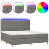 vidaXL Boxspringbett mit Matratze & LED Dunkelgrau 200x200 cm Stoff