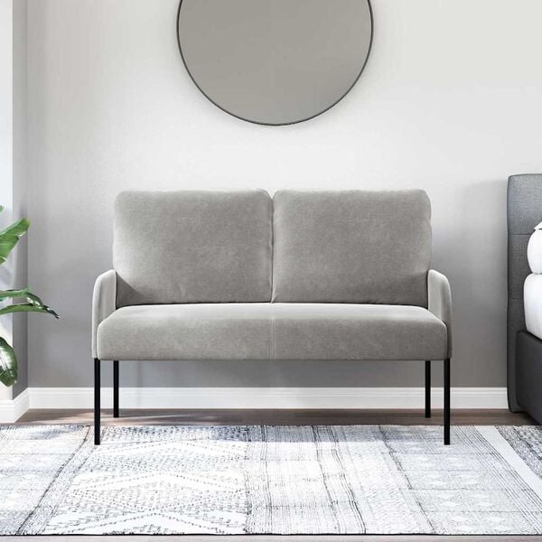 vidaXL Sofas mit Kissen 110cm Hellgrau Sperrholz