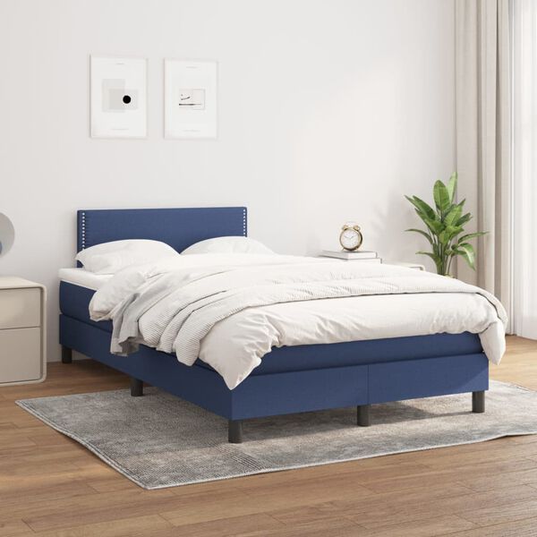 vidaXL Boxspringbett mit Matratze Blau 120x190 cm Stoff