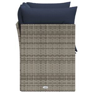 vidaXL Gartensofa 2-Sitzer mit Kissen Grau Poly Rattan