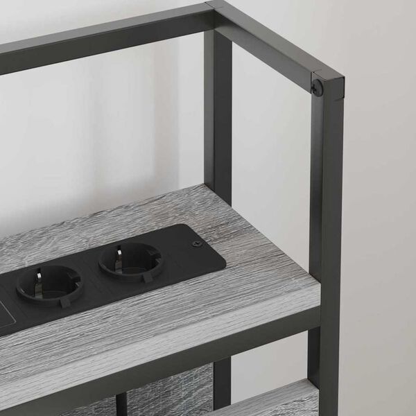 vidaXL Stauraum-Kopfteil mit Regal Grau Sonoma 135 cm Holzwerkstoff