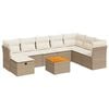vidaXL 9-tlg. Garten-Sofagarnitur mit Kissen Beige Poly Rattan