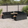 vidaXL 11-tlg. Garten-Sofagarnitur mit Kissen Schwarz Poly Rattan