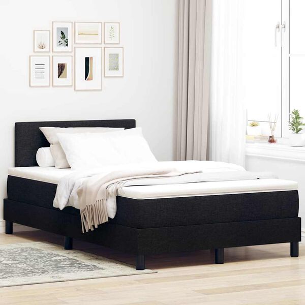 vidaXL Boxspringbett mit Matratze Schwarz 120 x 190 cm Stoff