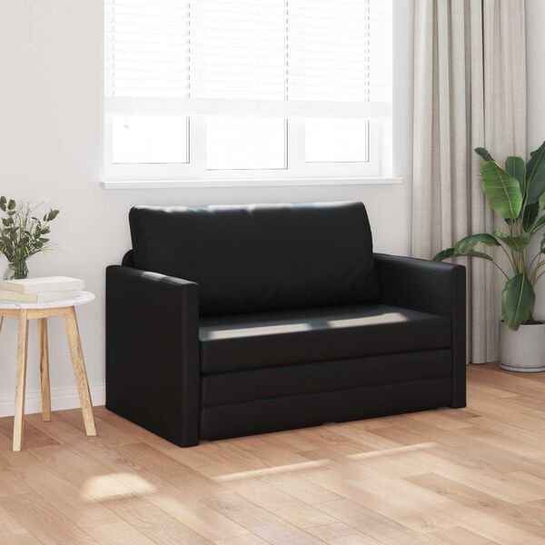 vidaXL Schlafsofa 110cm Schwarz Kunstleder