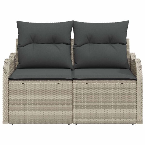 vidaXL Gartensofa mit Kissen Hellgrau 121 x 62 x 69cm Poly-Rattan