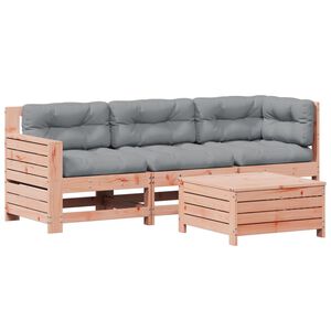 vidaXL 4-tlg. Garten-Lounge-Set mit Kissen Massivholz Douglasie