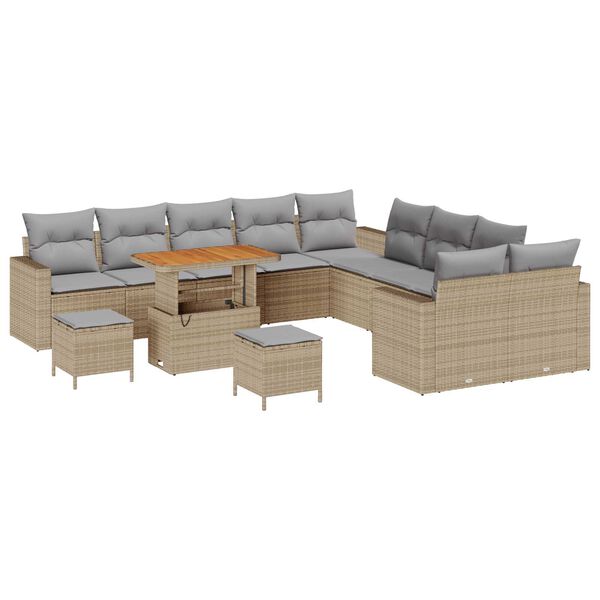 vidaXL Gartensofa-set mit Kissen 17 pcs Beige und Hellgrau Poly-Rattan