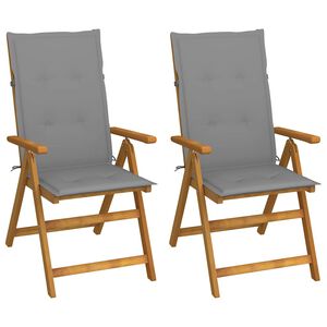 vidaXL Verstellbare Klappst&uuml;hle 2 Stk. mit Kissen Akazie Massivholz