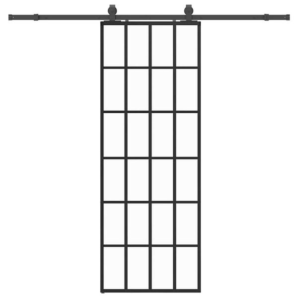 vidaXL Schiebet&uuml;r mit Beschlag Schwarz 76x205 cm ESG-Glas