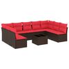vidaXL 10-tlg. Garten-Sofagarnitur mit Kissen Braun Poly Rattan