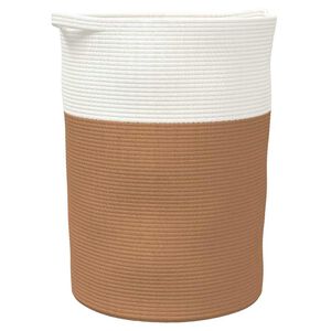 vidaXL Aufbewahrungskorb Braun und Wei&szlig; &Oslash;49x65 cm Baumwolle