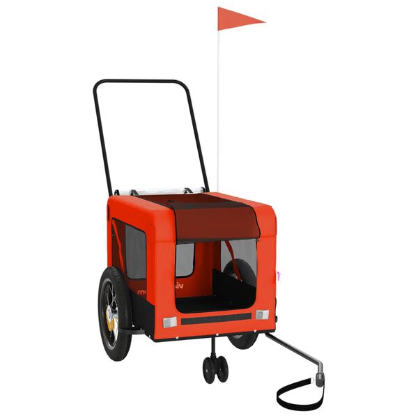 vidaXL Fahrradanhänger Hunde Orange und Schwarz Oxford-Gewebe & Eisen