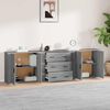 vidaXL Sideboards 3 Stk. Grau Sonoma Holzwerkstoff