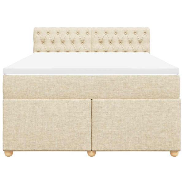 vidaXL Boxspringbett mit Matratze Creme 140x190 cm Stoff