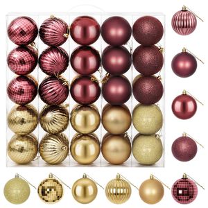 vidaXL Weihnachtskugelset 50 stk. Gold und Weinrot 8 cm Polystyrol