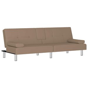 vidaXL Schlafsofa mit Getr&auml;nkehaltern Cappuccino Kunstleder