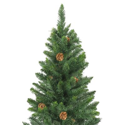 vidaXL Künstlicher Weihnachtsbaum mit Beleuchtung & Zapfen Grün 210 cm