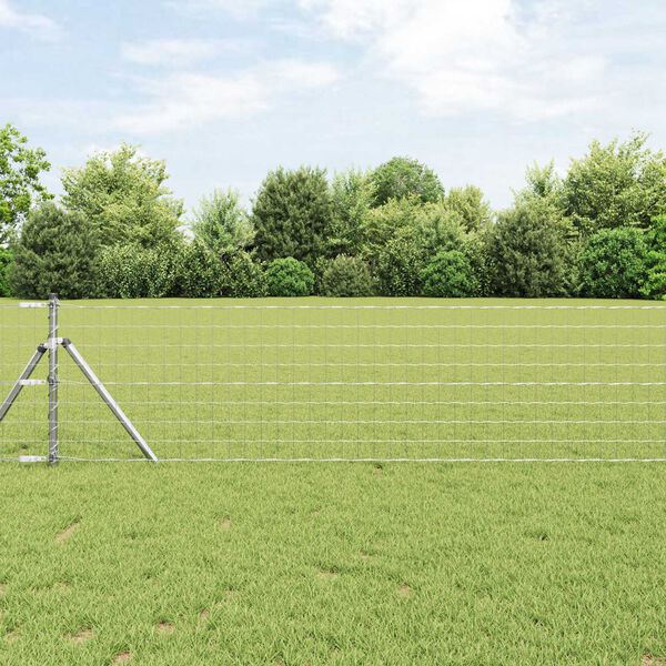 vidaXL Zaun mit Pfosten Silber 0,4 x 25 m Stahl und PVC