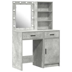 vidaXL Schminktischset mit LED 2 stk. Beton Grau Holzwerkstoff