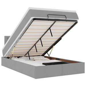 vidaXL Ottoman-Bett mit Matratze & LEDs Hellgrau 120x200 cm Stoff