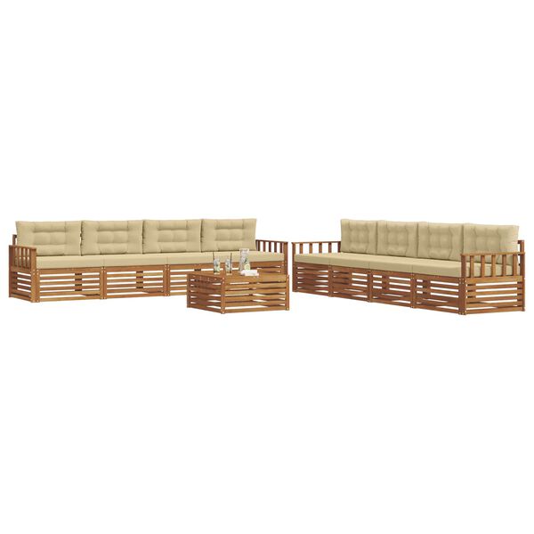 vidaXL Outdoor-Sofagarnitur mit Kissen 9 pcs Natur und Beige