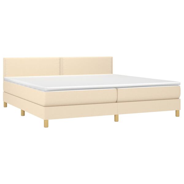 vidaXL Boxspringbett mit Matratze & LED Creme 200x200 cm Stoff
