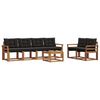 vidaXL Outdoor-Sofagarnitur mit Kissen 7 pcs Nat&uuml;rlich und Schwarz
