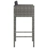 vidaXL Barhocker 2 Stk. mit Kissen Grau Poly Rattan