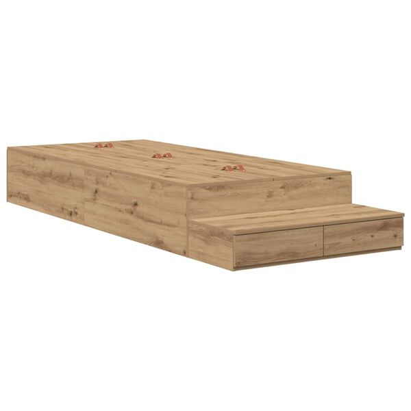 vidaXL Aufbewahrungsbettgestell Artisan-Eiche 100 cm Holzwerkstoff