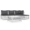 vidaXL 5-tlg. Garten-Lounge-Set mit Kissen Wei&szlig; Stahl