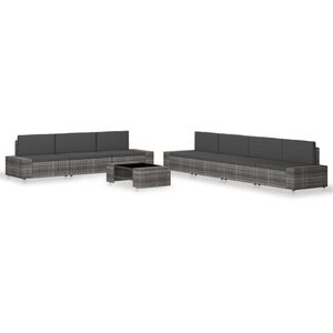 vidaXL 8-tlg. Garten-Lounge-Set Poly Rattan Grau