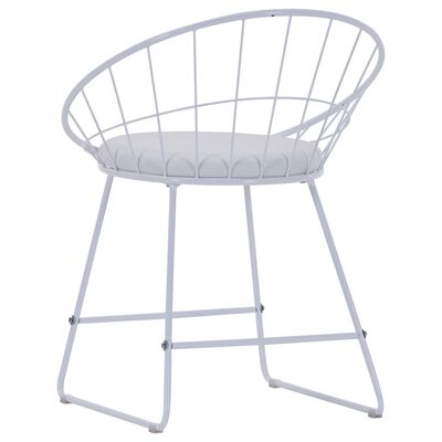 vidaXL Esszimmerstühle mit Kunstledersitzen 2 Stk. Weiß Stahl