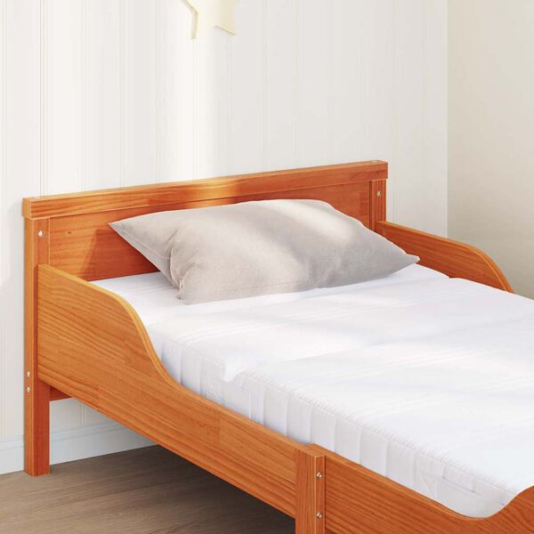 vidaXL Bettrahmen mit Matratze Braun 80 x 200 cm Massives Kiefernholz