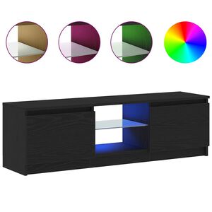 vidaXL TV-Schrank mit LED-Leuchten Schwarz Eichen-Optik 120x30x36 cm
