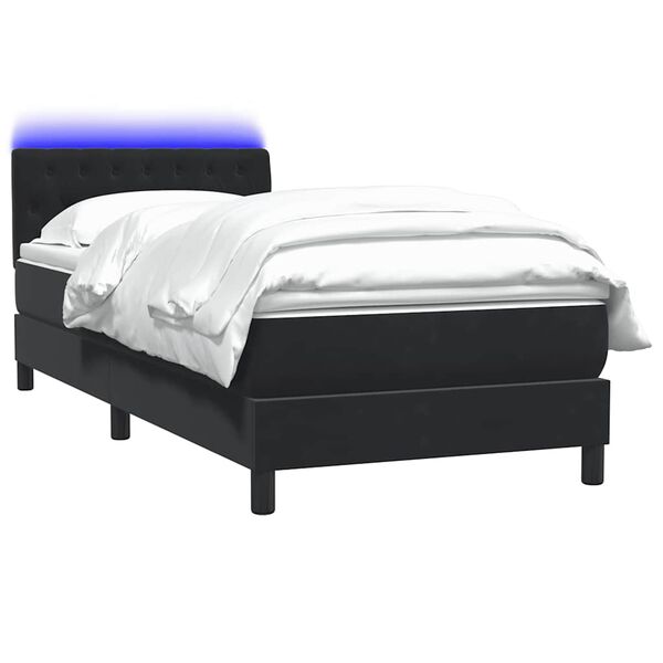 vidaXL Boxspringbett mit Matratze & LED Schwarz 100x210 cm Samt