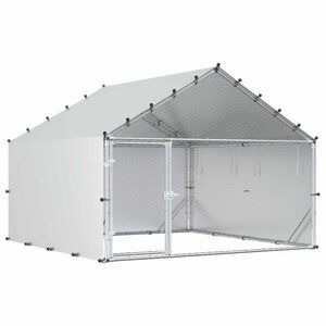 vidaXL H&uuml;hnerstall mit Dach Silber 200 x 200 x 150 cm verzinkter Stahl