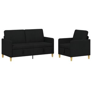 vidaXL Sofa Set mit Stauraum 2 stk. Schwarz Polyester